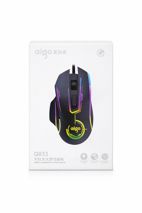 Aigo Q833 Wired RGB Gaming Mouse